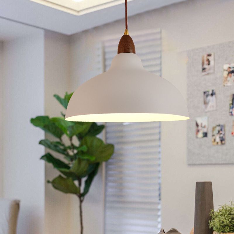 Wavudan Modern Bowl-shaped Metal Pendant Light, Black/White