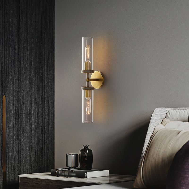 Cenolur Modern Cylindrical Metal Led Wall Lamp, Black/Copper