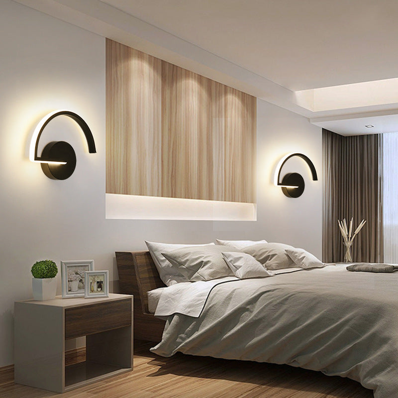 Kelimes Minimalist Linear Semicircular Metal Decor Wall Lamp