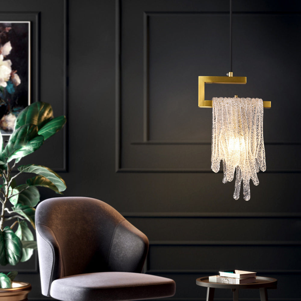Jenilet Modern Flowing Jelly Pendant Light, Gold, Crystal/Brass