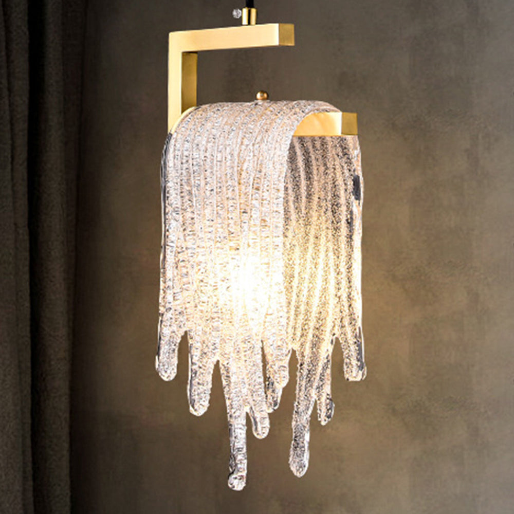 Jenilet Modern Flowing Jelly Pendant Light, Gold, Crystal/Brass