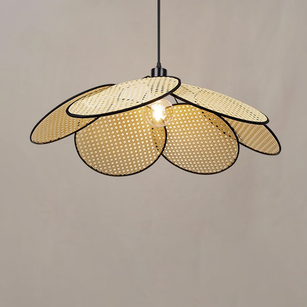 Kedober Willow weave Wabi Sabi Rattan Pendant Light, Black/White