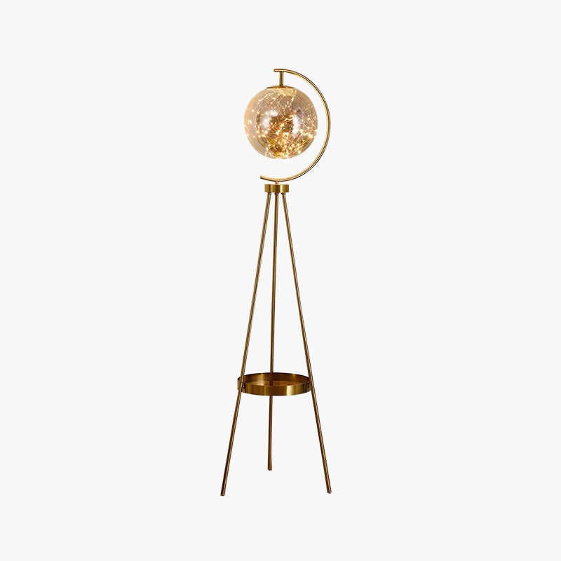 Vukovin Modern Starry Globe Glass Floor Lamp, Gold
