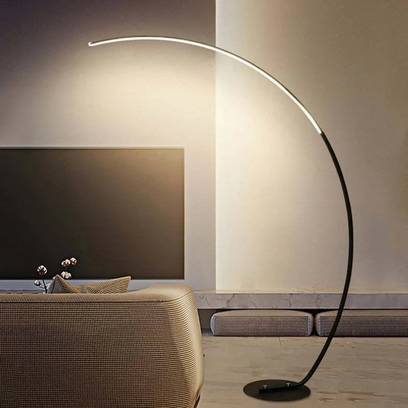 Supobas Modern Arc LED Floor Lamp, Black/White, Metal/Silicon