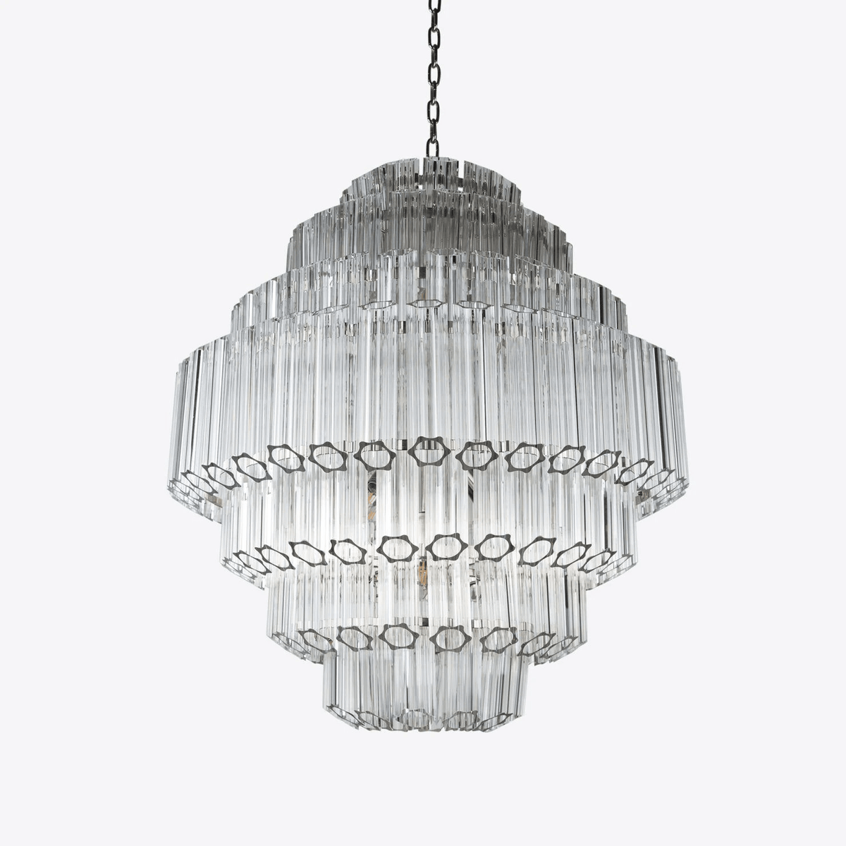 Celeaine Chandelier Clear Glass Tube Layered Grande Vintage