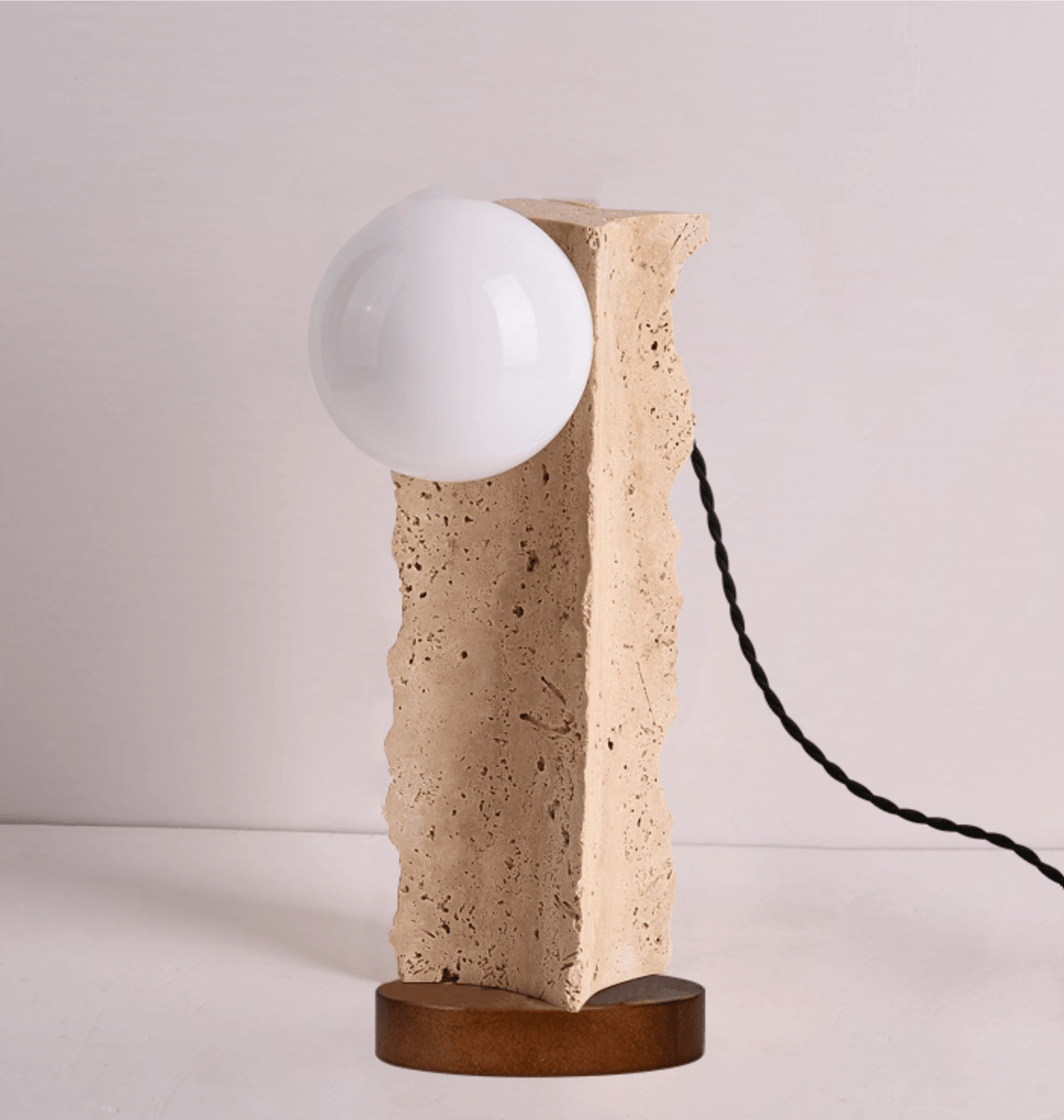 Terra Travertine Orb Table Lamp