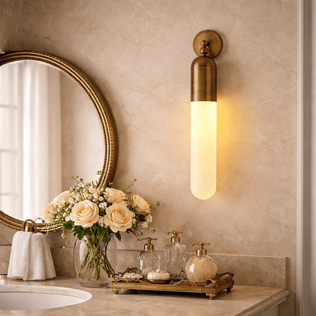 Celyn Alabaster Sculpted Tube Wall Sconce