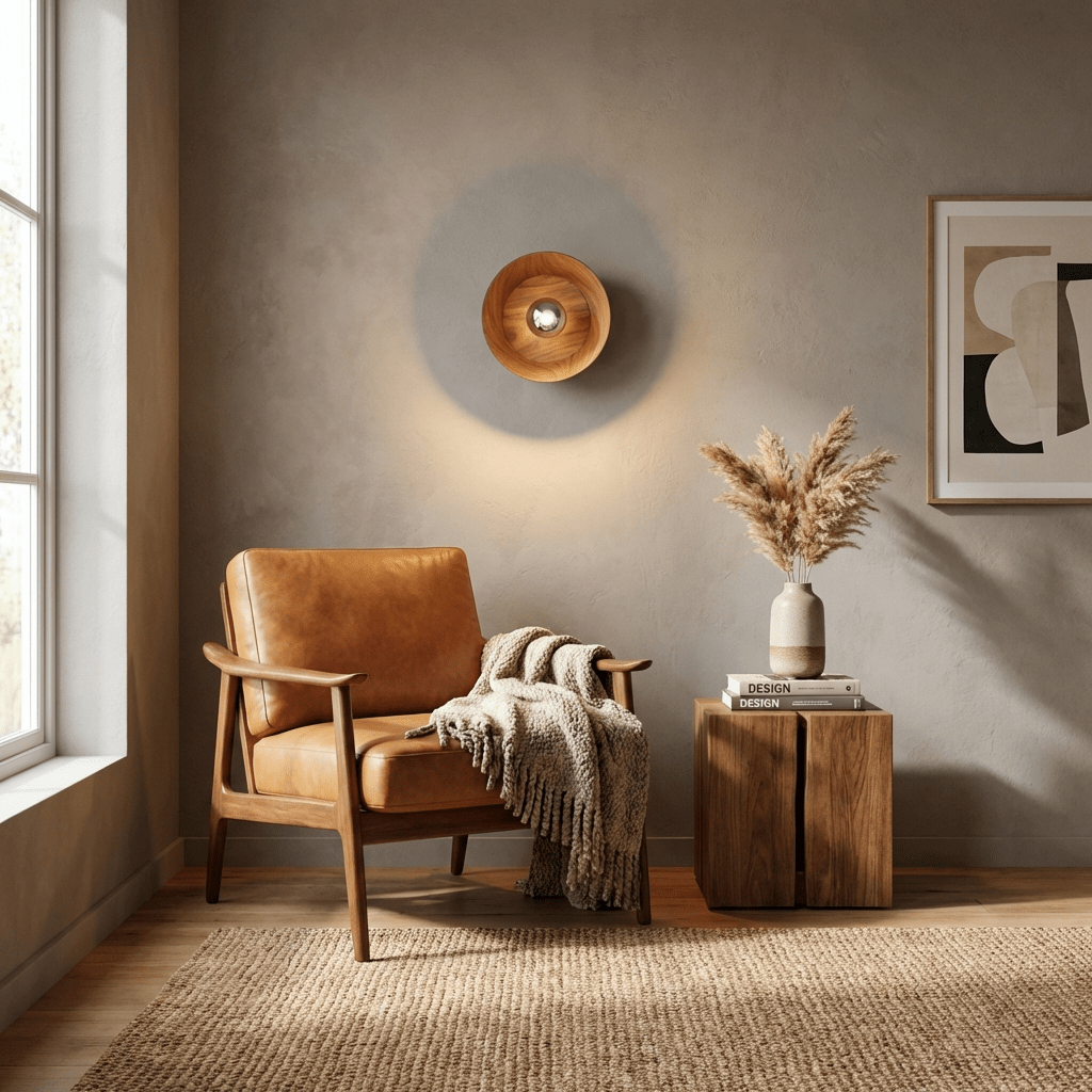 Rinalise Wood Disc Wall Light