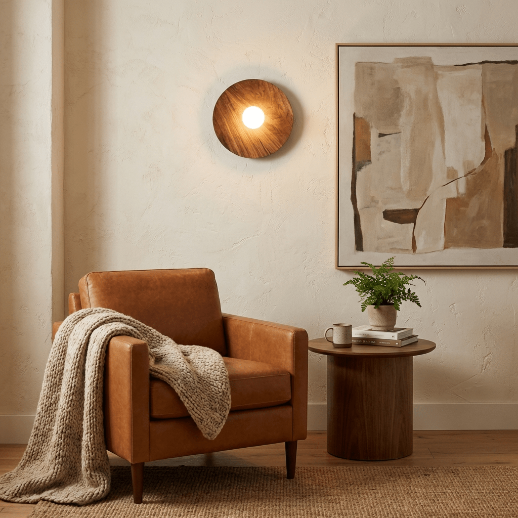 Rinalise Wood Disc Wall Light