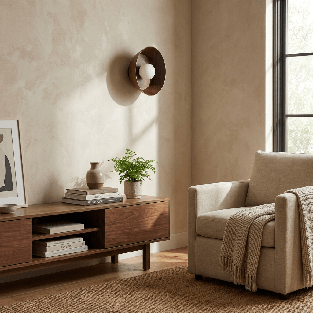 Rinalise Wood Disc Wall Light