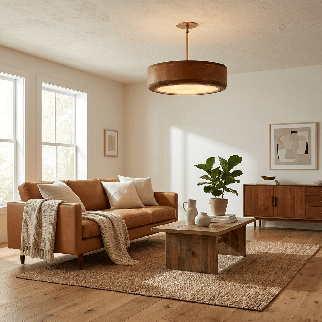 Marlowe Crafted Leather Ceiling Light