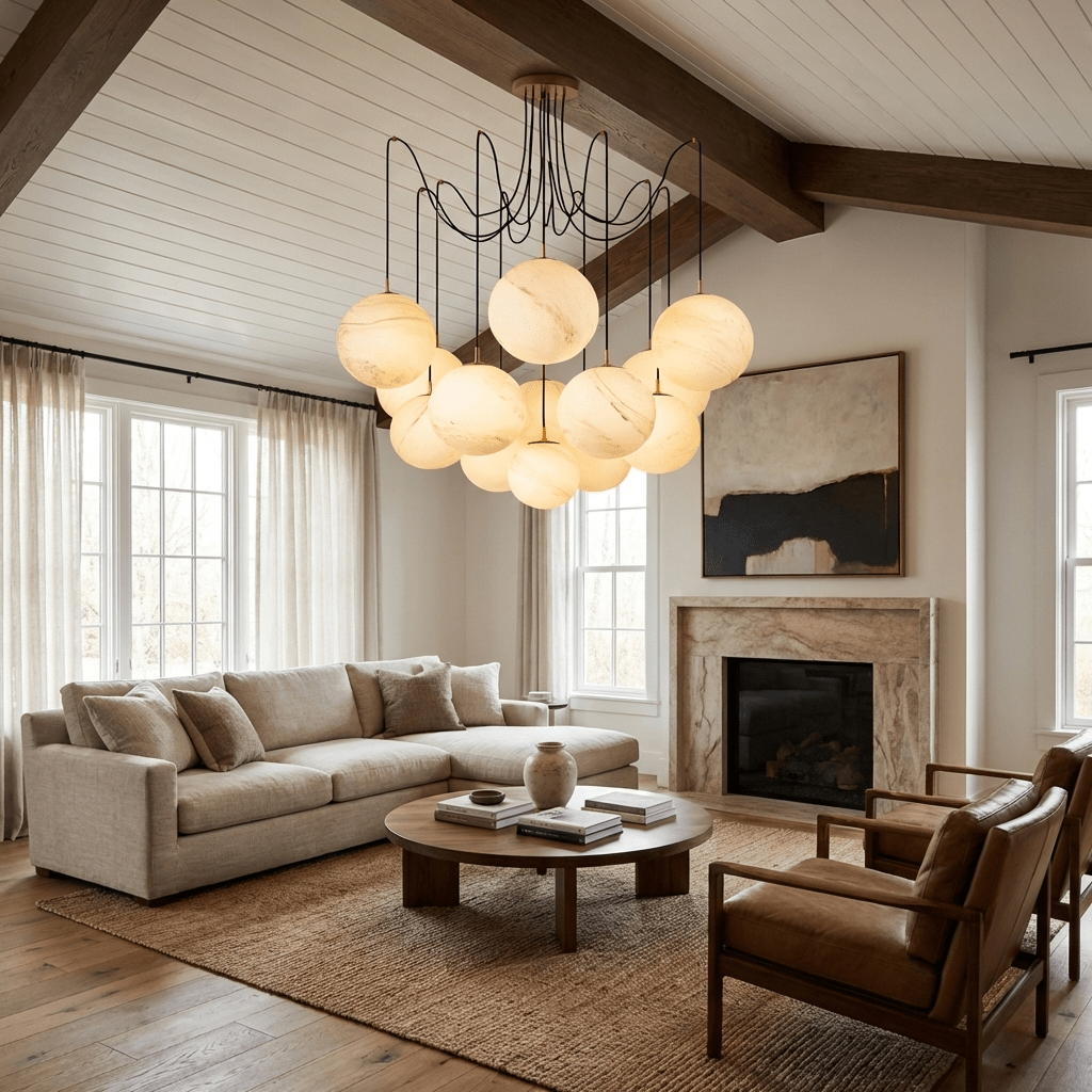 Nivivena Celestara Alabaster Orb Chandelier