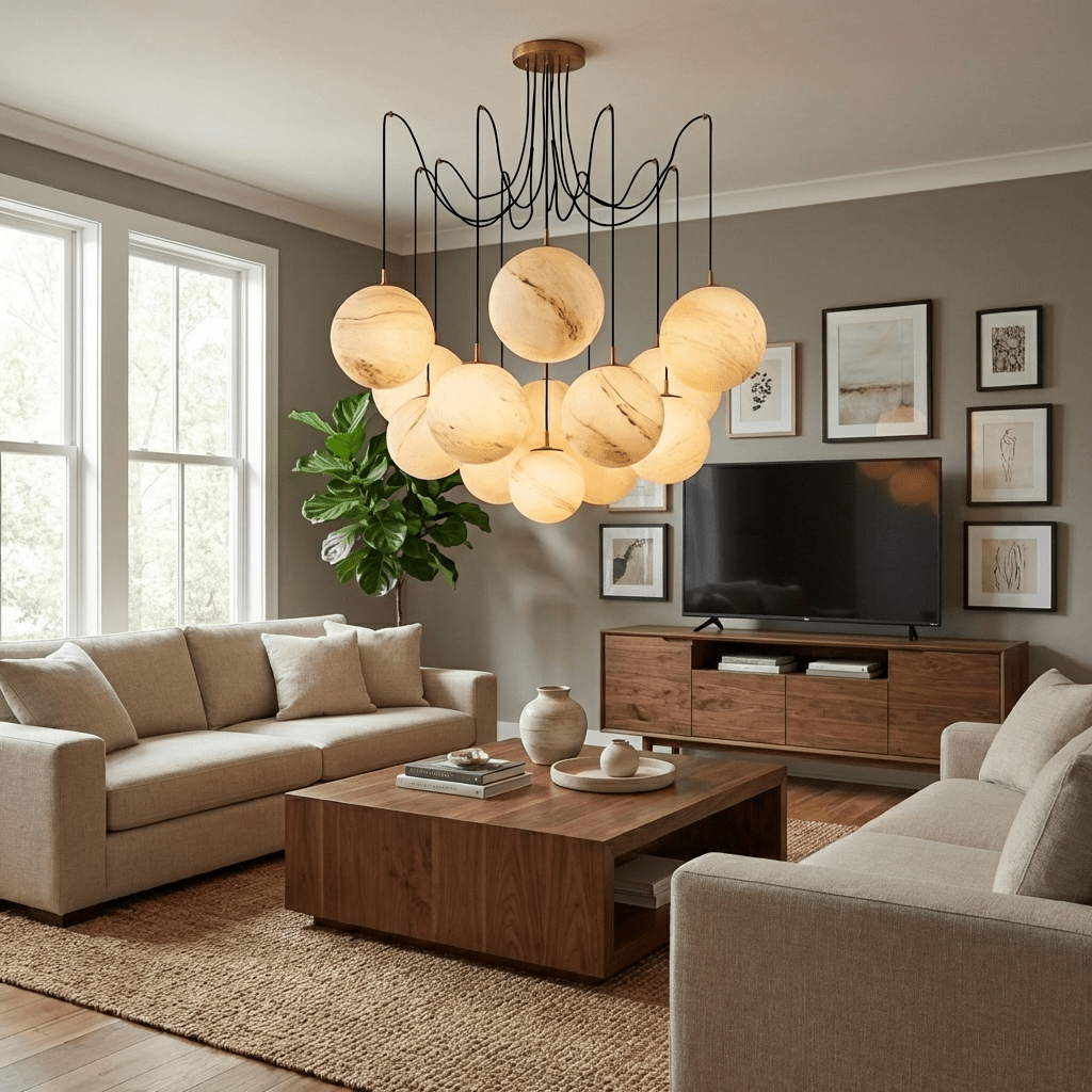Nivivena Celestara Alabaster Orb Chandelier