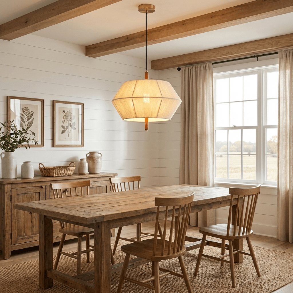 Serivia Linen Geometric Pendant Lamp