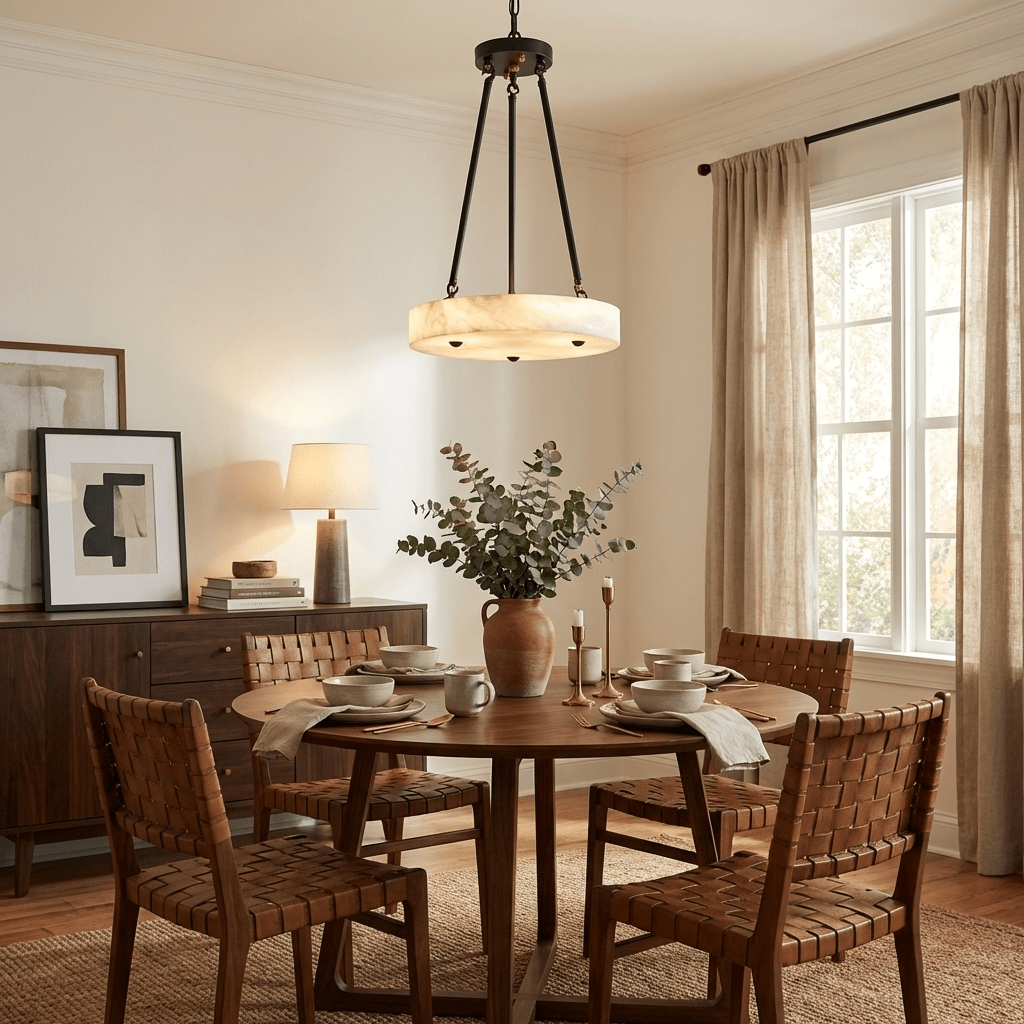 Valcair Alabaster Disc Pendant Light