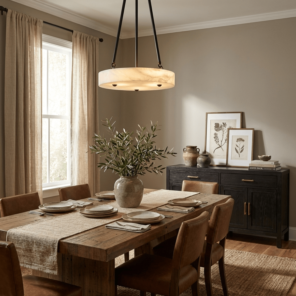 Valcair Alabaster Disc Pendant Light