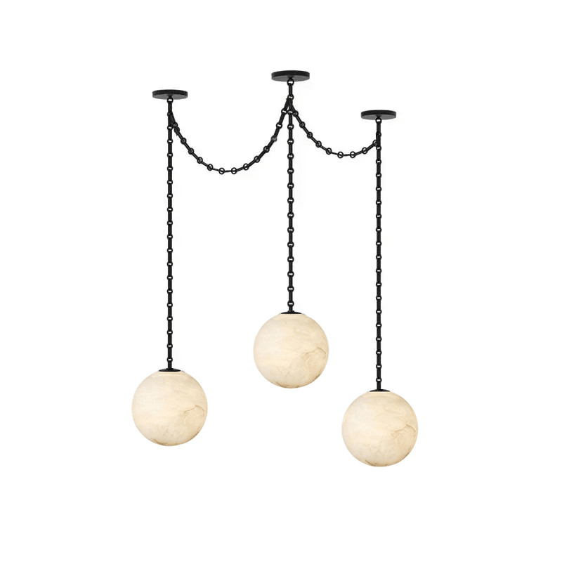 Elarion Industrial Alabaster Orb Chain Chandelier