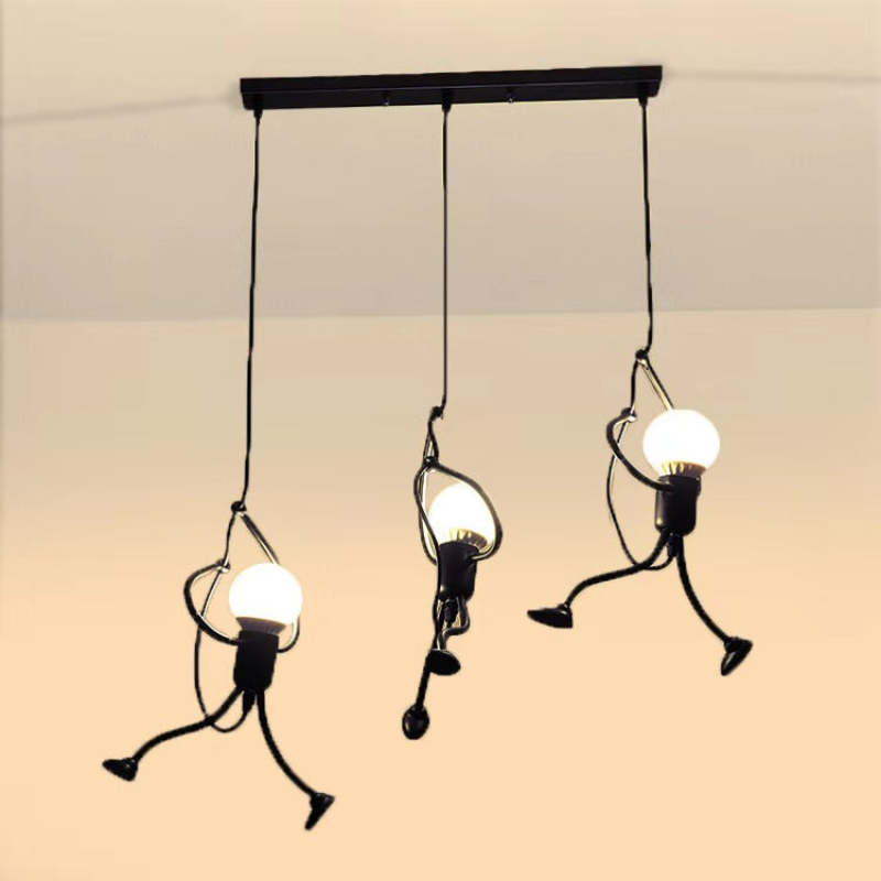 Esi Retro Modern Iron Man Pendant Light, Black-Relic Pieces