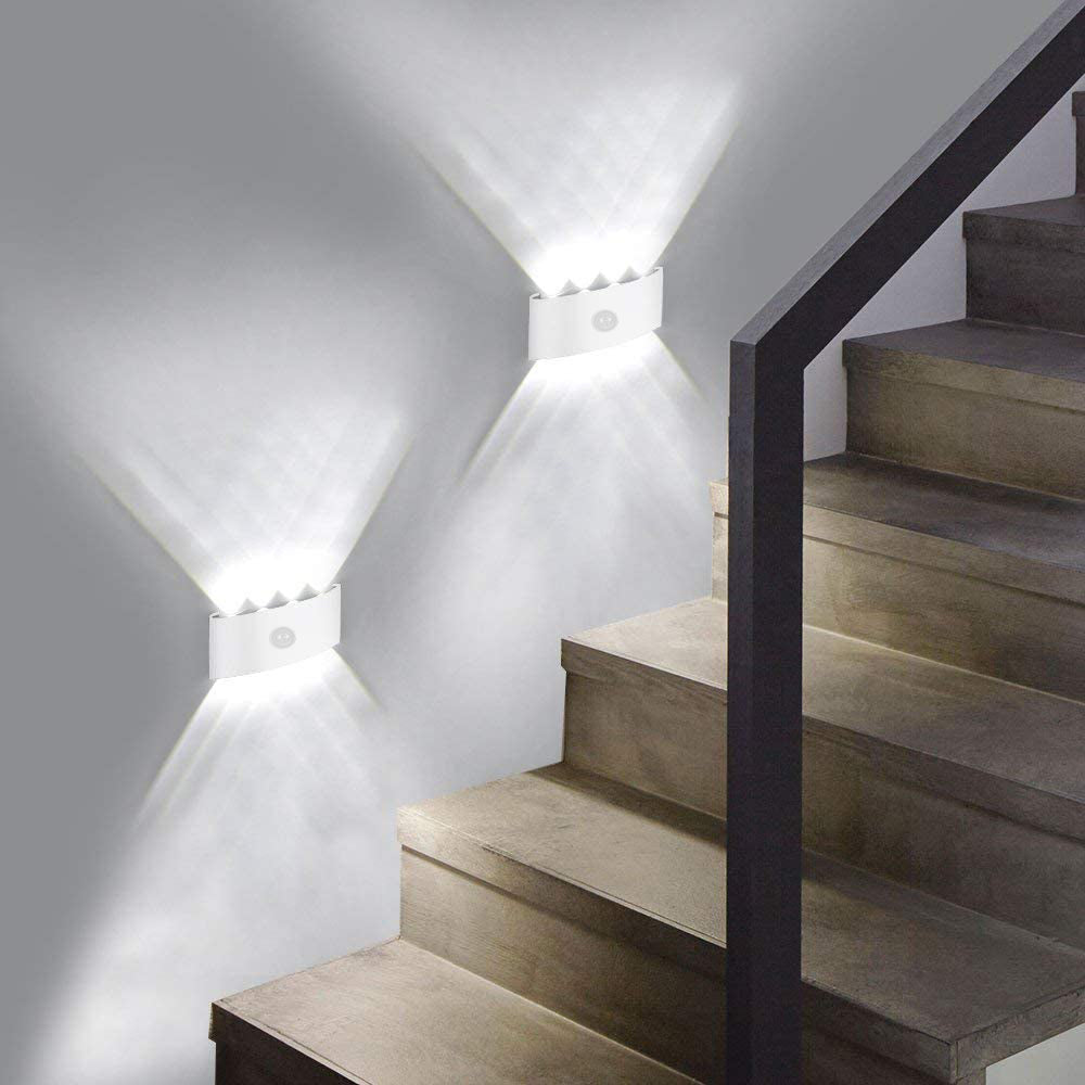 Pikitur Modern Simple Metal/ Fixtures Up And Down LED Light Wall Lamp, Black/White