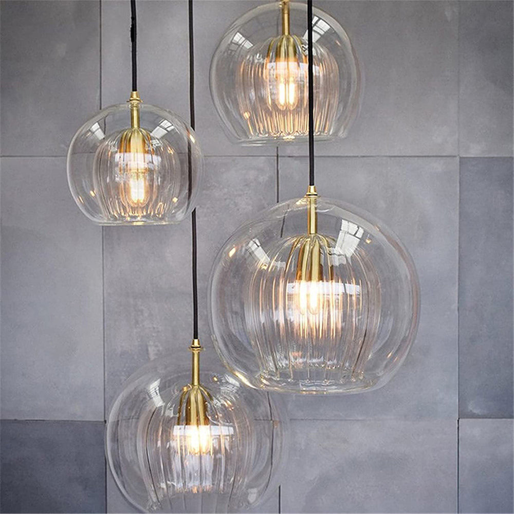 Althio Pendant Light Glass Globe Clear Amber-Relic Pieces