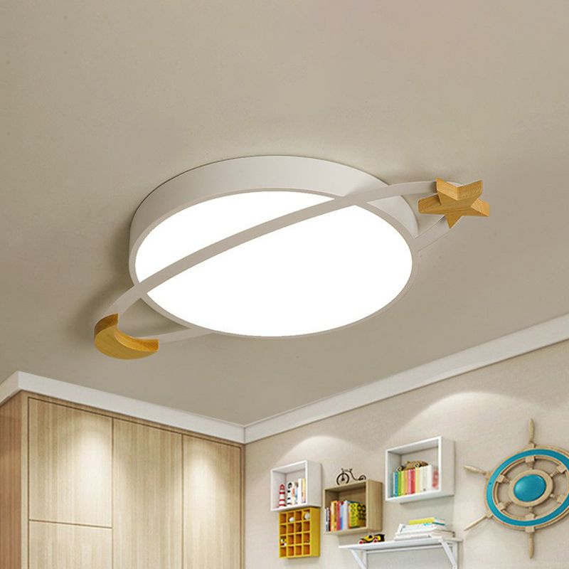 Kibokan Modern Round Flush Mount Ceiling Light, Grey/White/Green