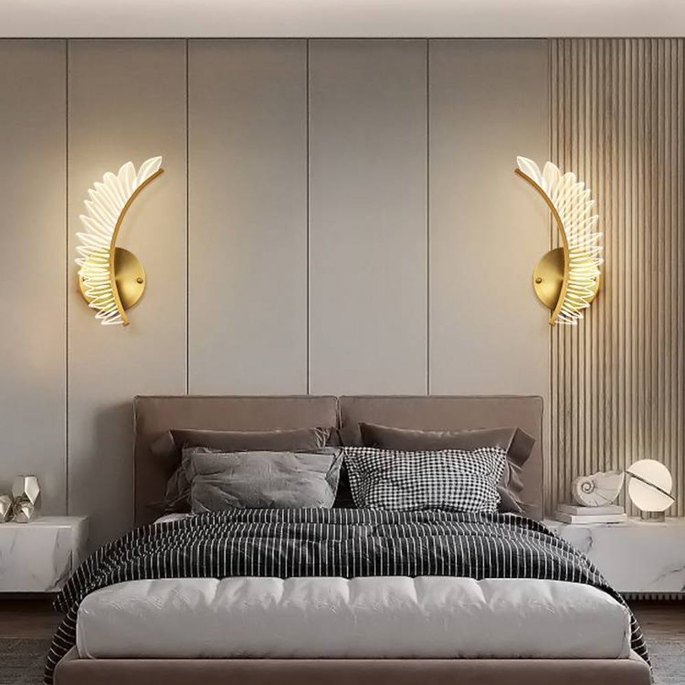 Werekun Modern Gold Feather Wall Lamp, 3 Style
