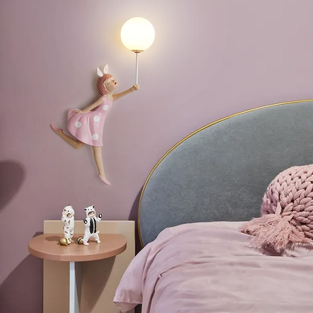 Nulitan Modern Balloon/Girl Shape Pink Wall Lamp