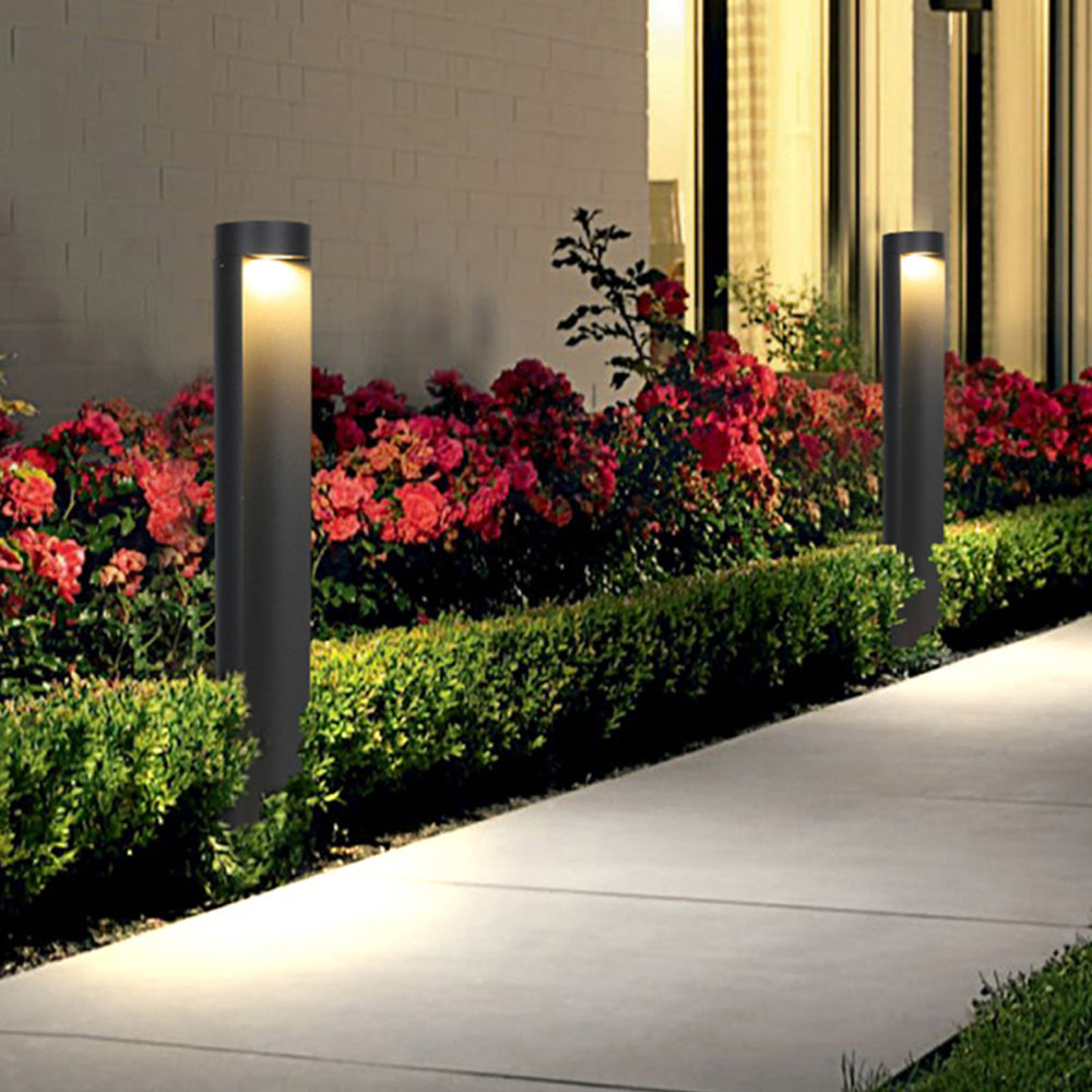 Fubiset Modern Metal Cylindrical Outdoor Path Light, Black