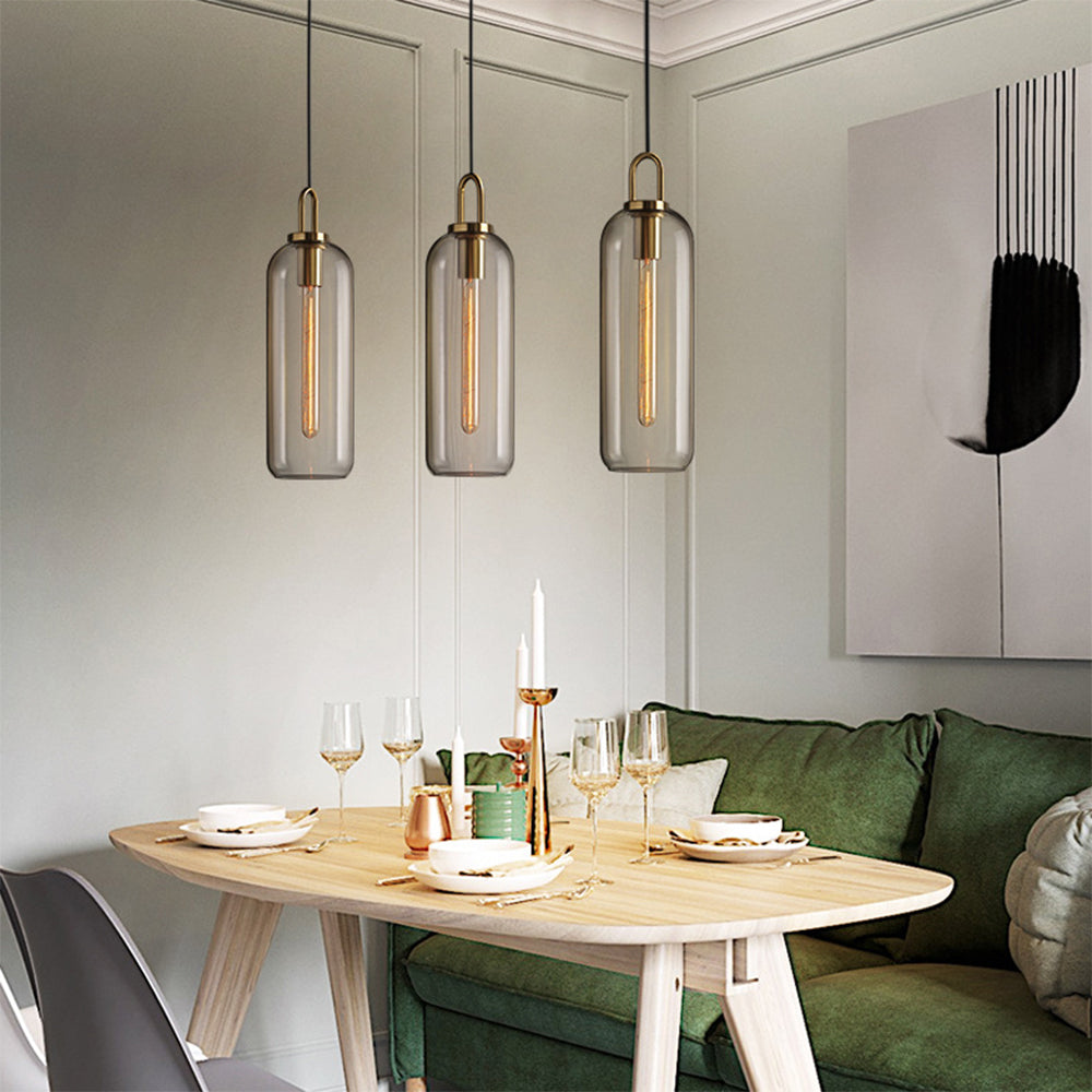 Lumusos Clear& Glass Cylinder Pendant Light, 2 Color