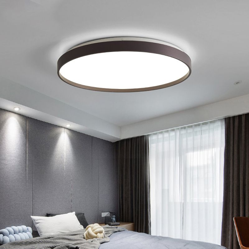 Zomilun Minimalist Round Metal/ Flush Mount Ceiling Light, White/Coffee/Grey/Gold