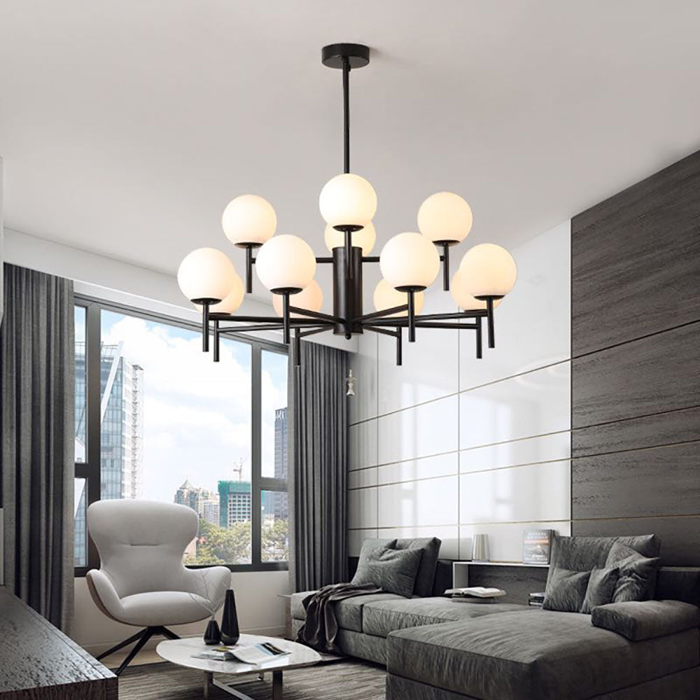 Bubarun Modern Globe Bubble Metal/Glass Pendant Light, Gold/Black