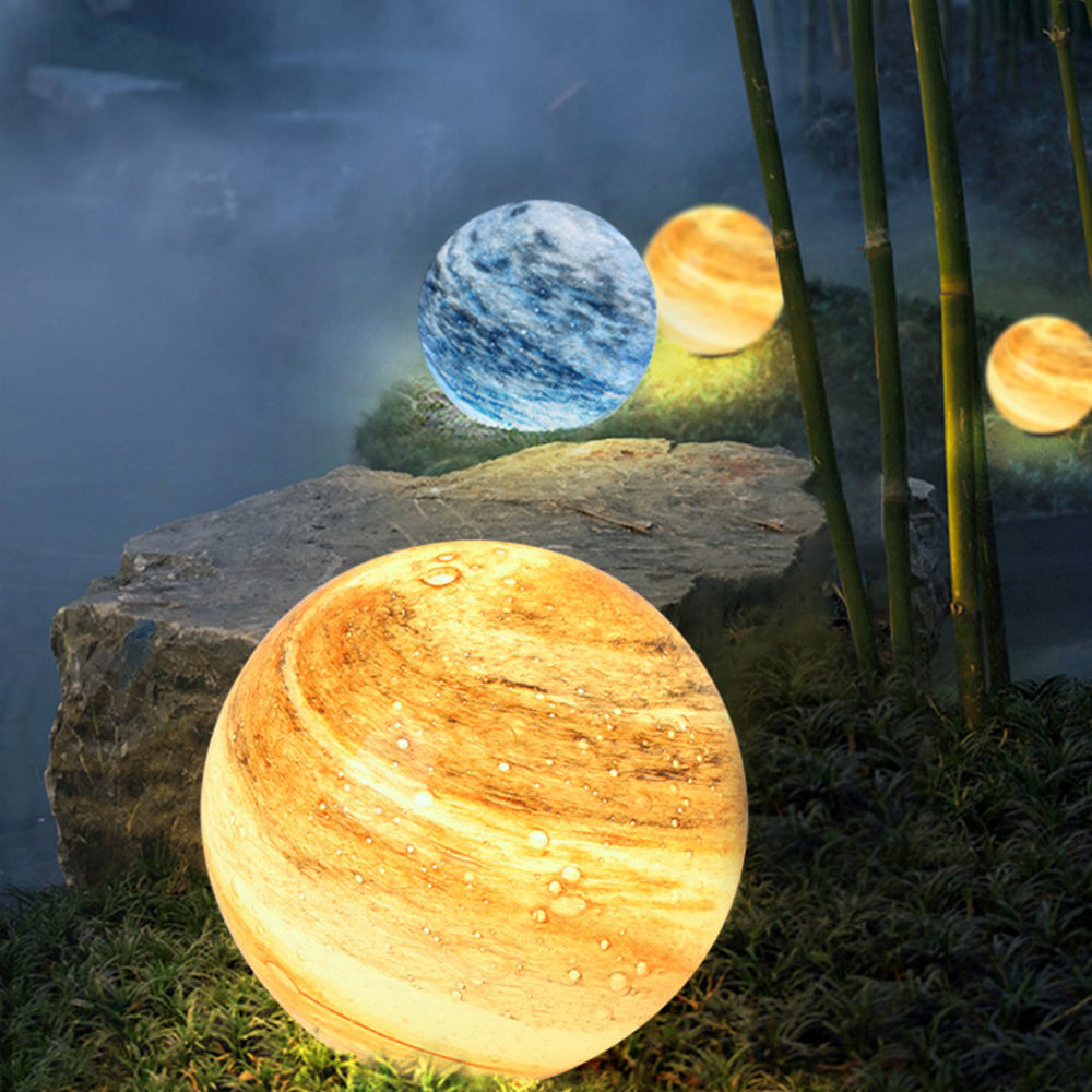 Lonogas Decorative Solar Planet Outdoor Ground Light, Milk Curry/Blue