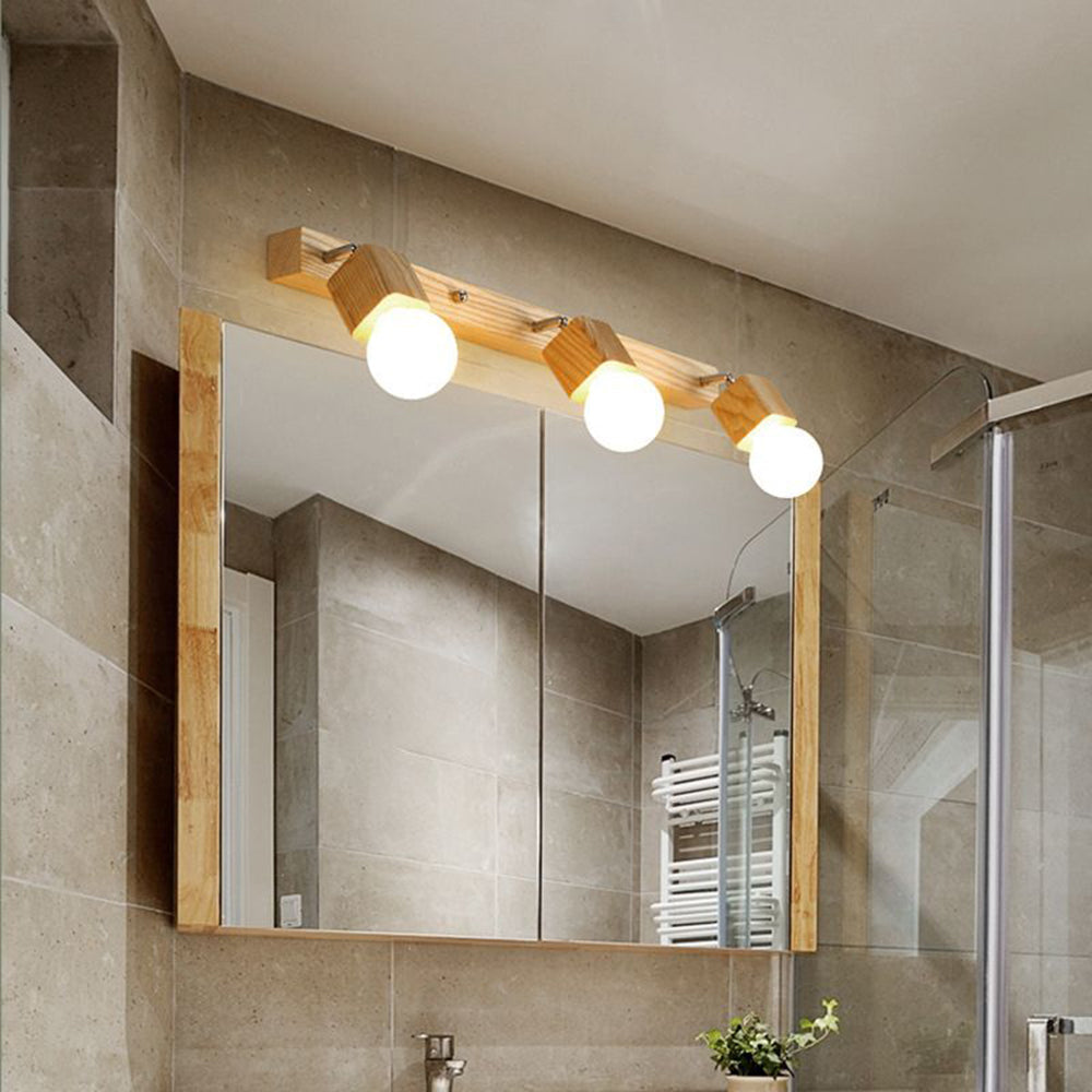 Fapukut Modern Square Globe Metal/Wood Wall Lamp, Vanity Light