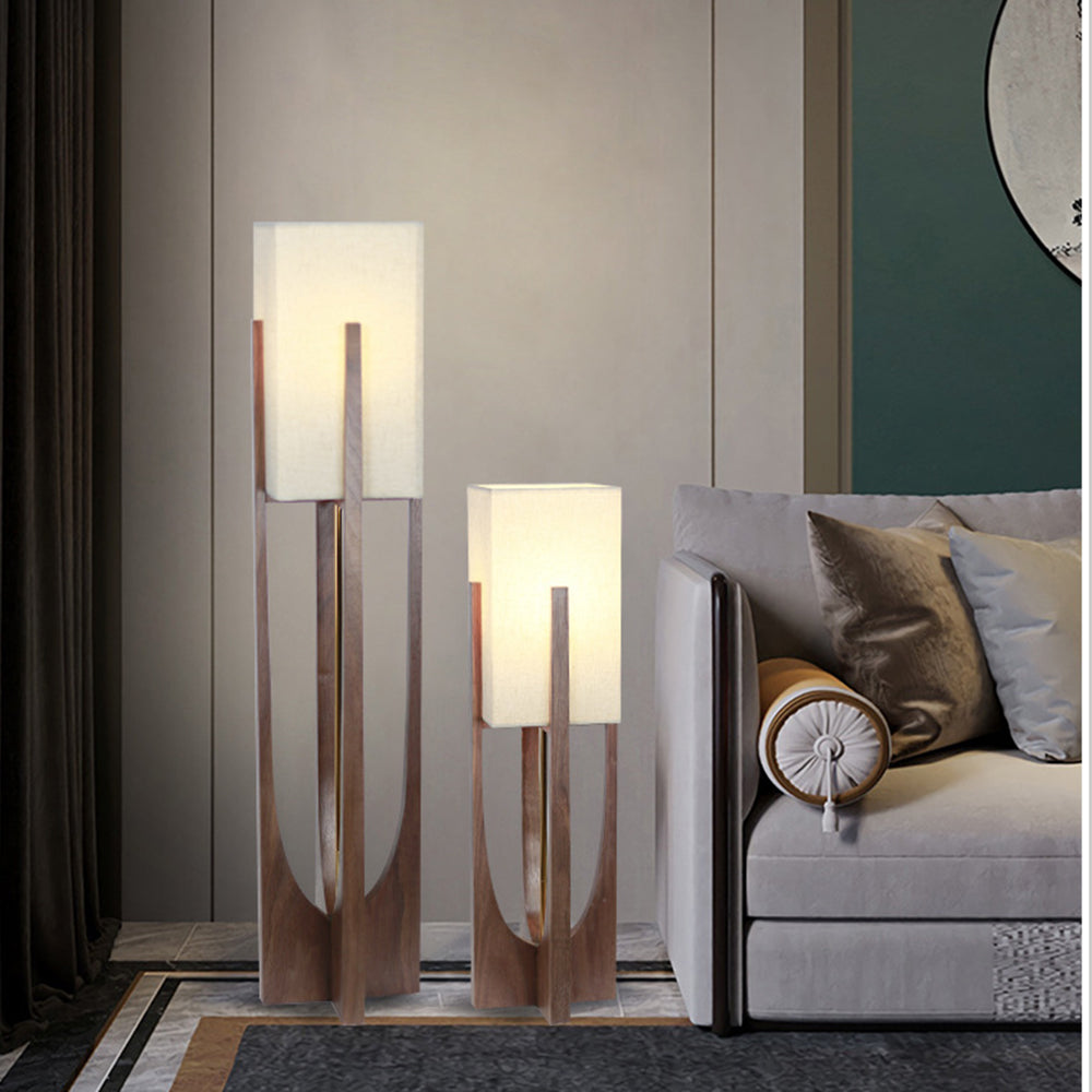 Devonas Natural Rectangular Wood/Fabric Floor Lamp