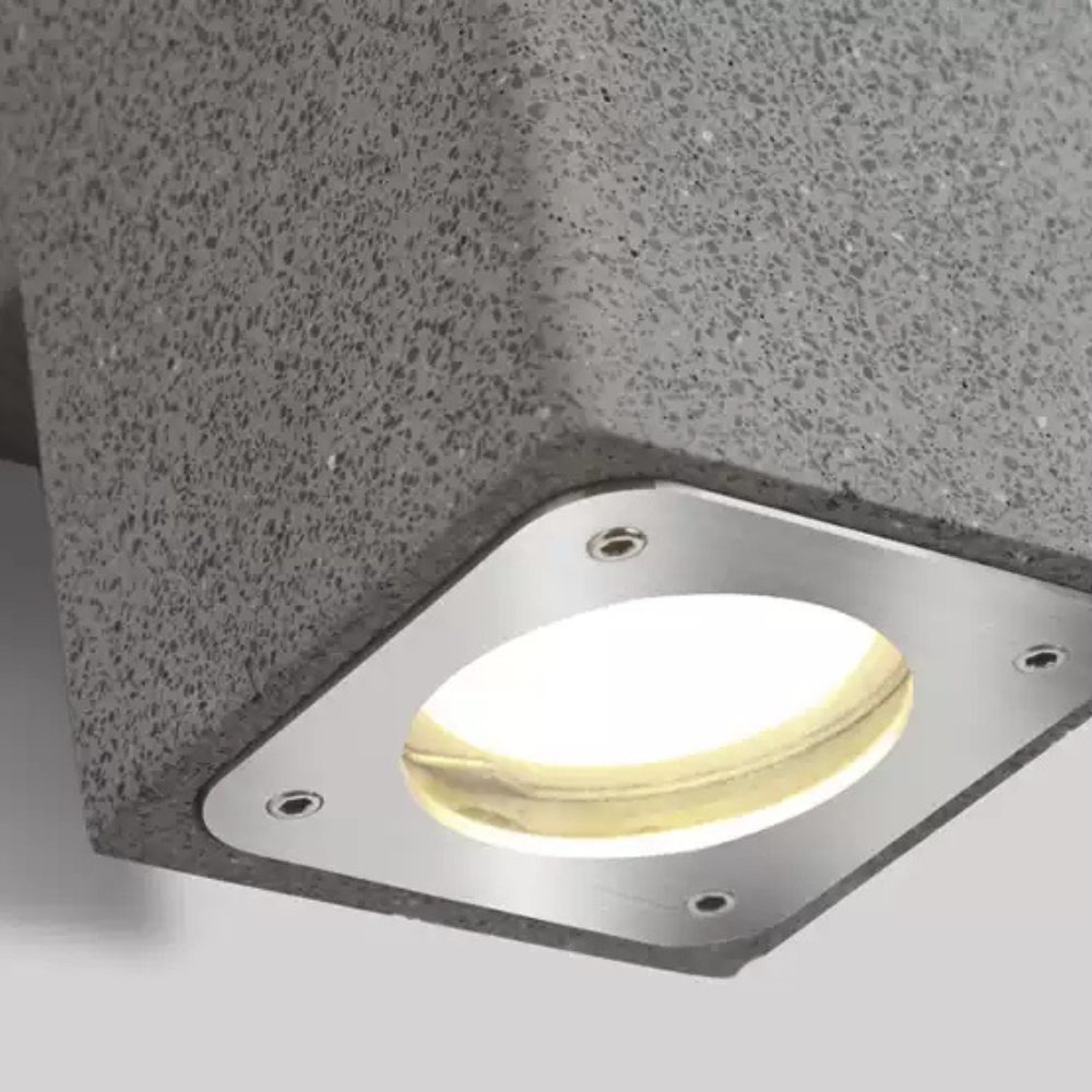Ginilom Minimalist Cement Square Outdoor Wall Lamp, White