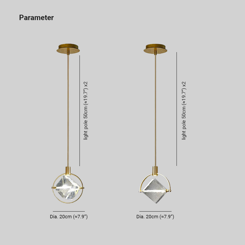 Samiror Modern Luxury Geometry Metal/Crystal Pendant Light, Gold
