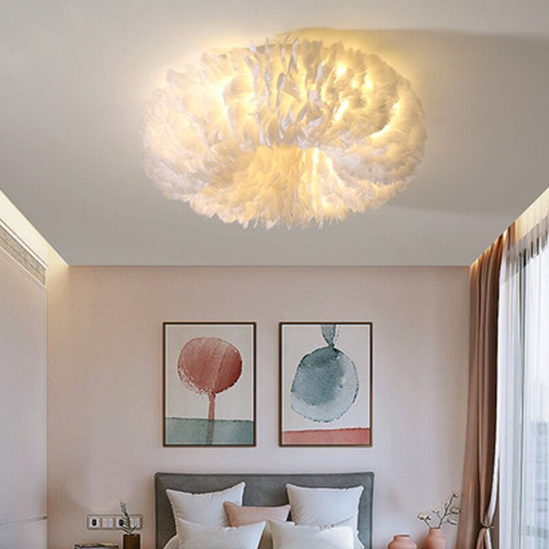 Velix Swan Feather Round Ceiling Light-Relic Pieces