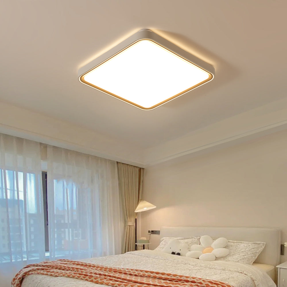 Somikem Minimalist Round/Square Metal/ Flush Mount Ceiling Light, Gold