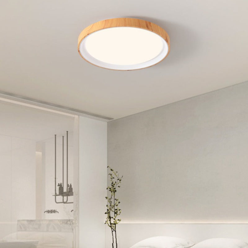 Zupikat Modern LED Flush Mount Ceiling Light White Wood Kitchen