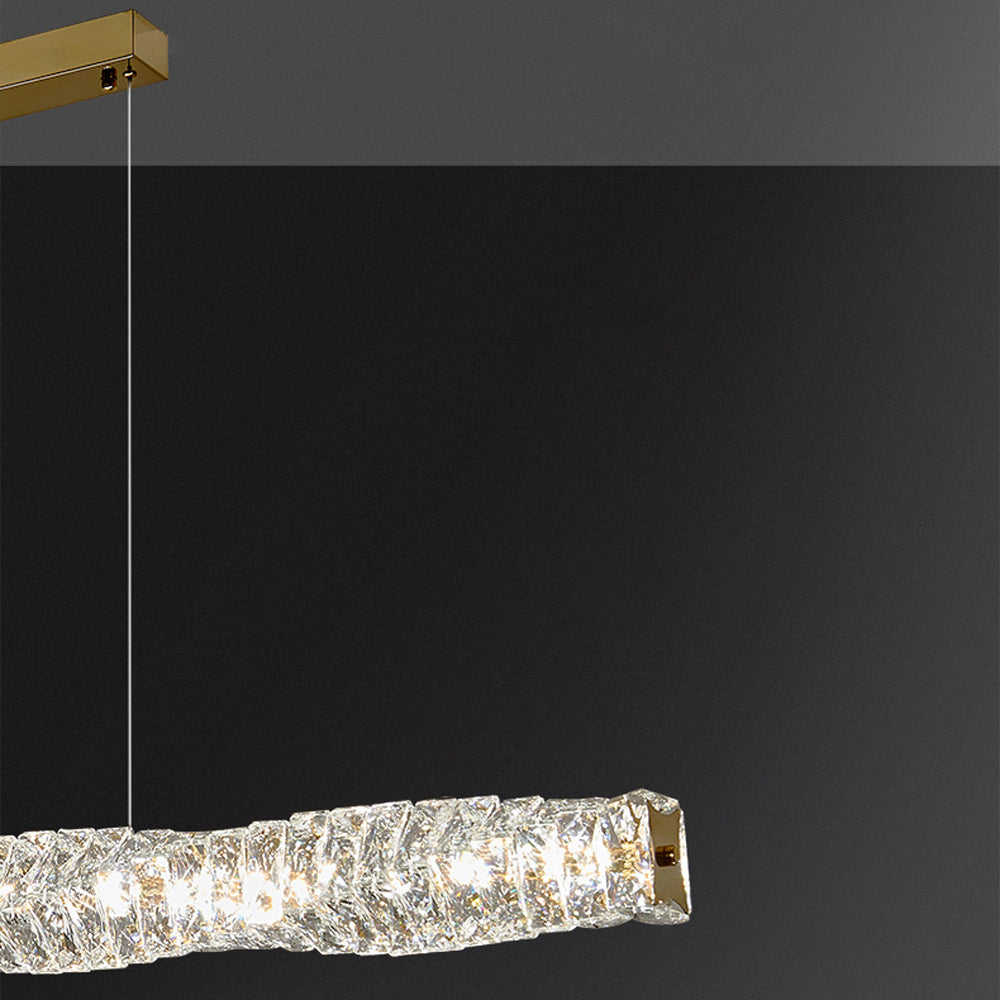 Jonadit Crystal Sliver and Gold Pendant Light, Stainless Steel