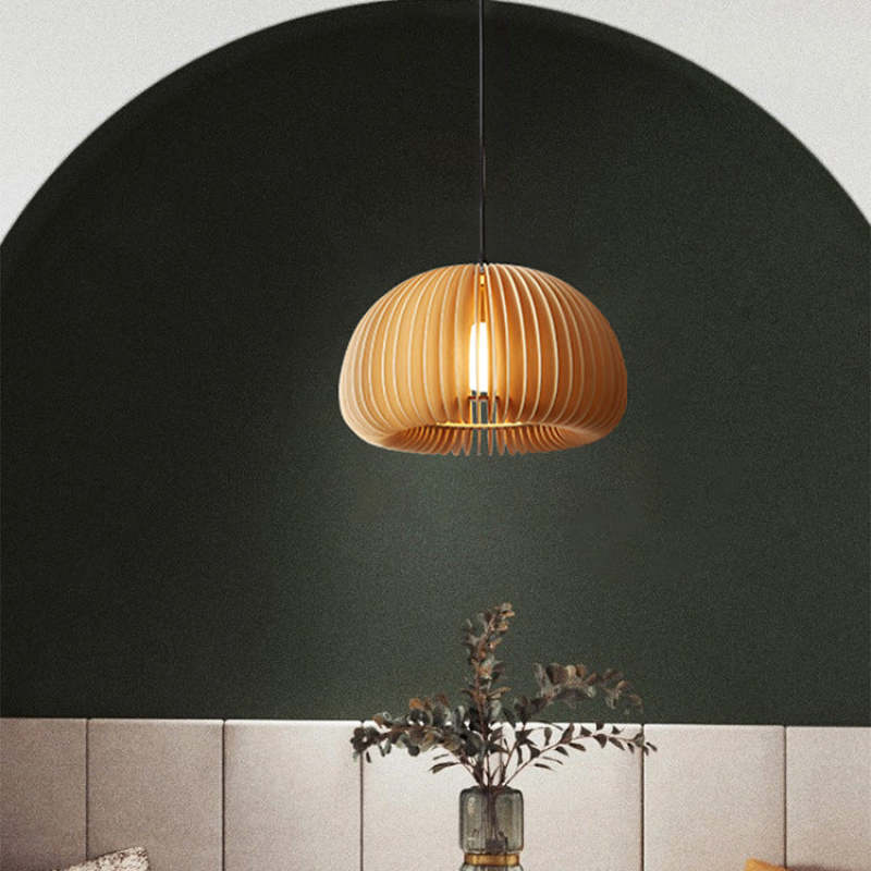 Lusebit Pumpkin Pendant Light, Wood