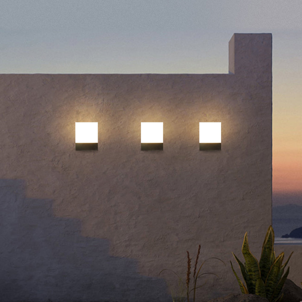 Tevapal Modern Sensor Rectangular Metal Outdoor Wall Lamp, Black/White