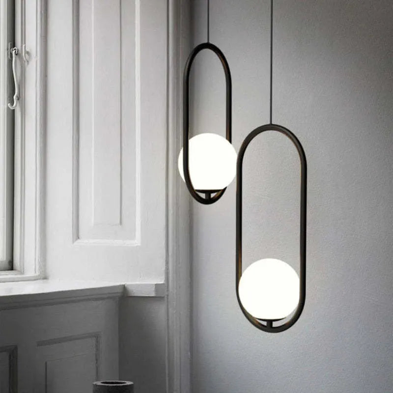 Dosenud Modern Globe Metal/Glass Pendant Light, 3 Style