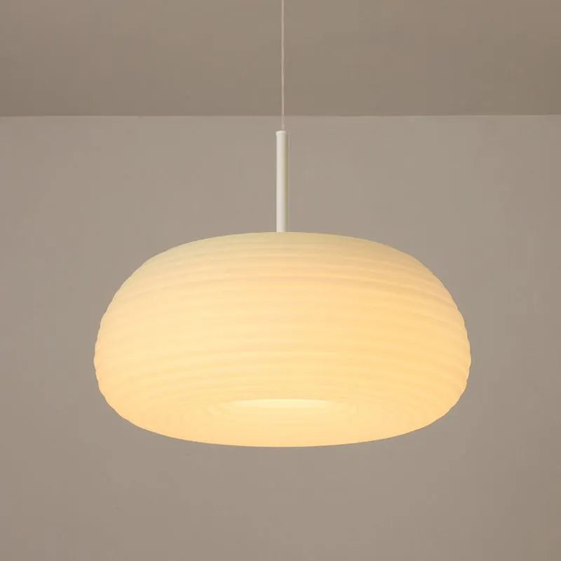 Zoriel Pendant Light White Glass Drum Shape-Relic Pieces