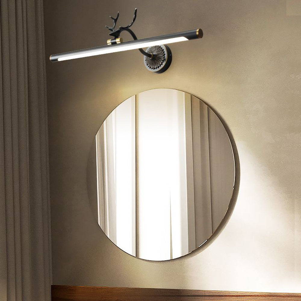 Wogudak Decorative Deer Mirror Front Vanity Wall Lamp, Black/Gold