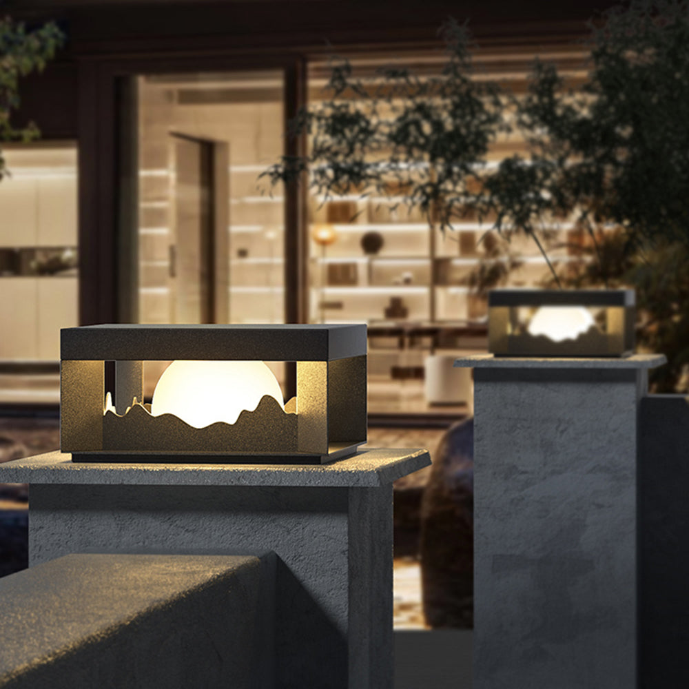 Kanigit Modern Mountain Metal Outdoor Lamp, Warm Light