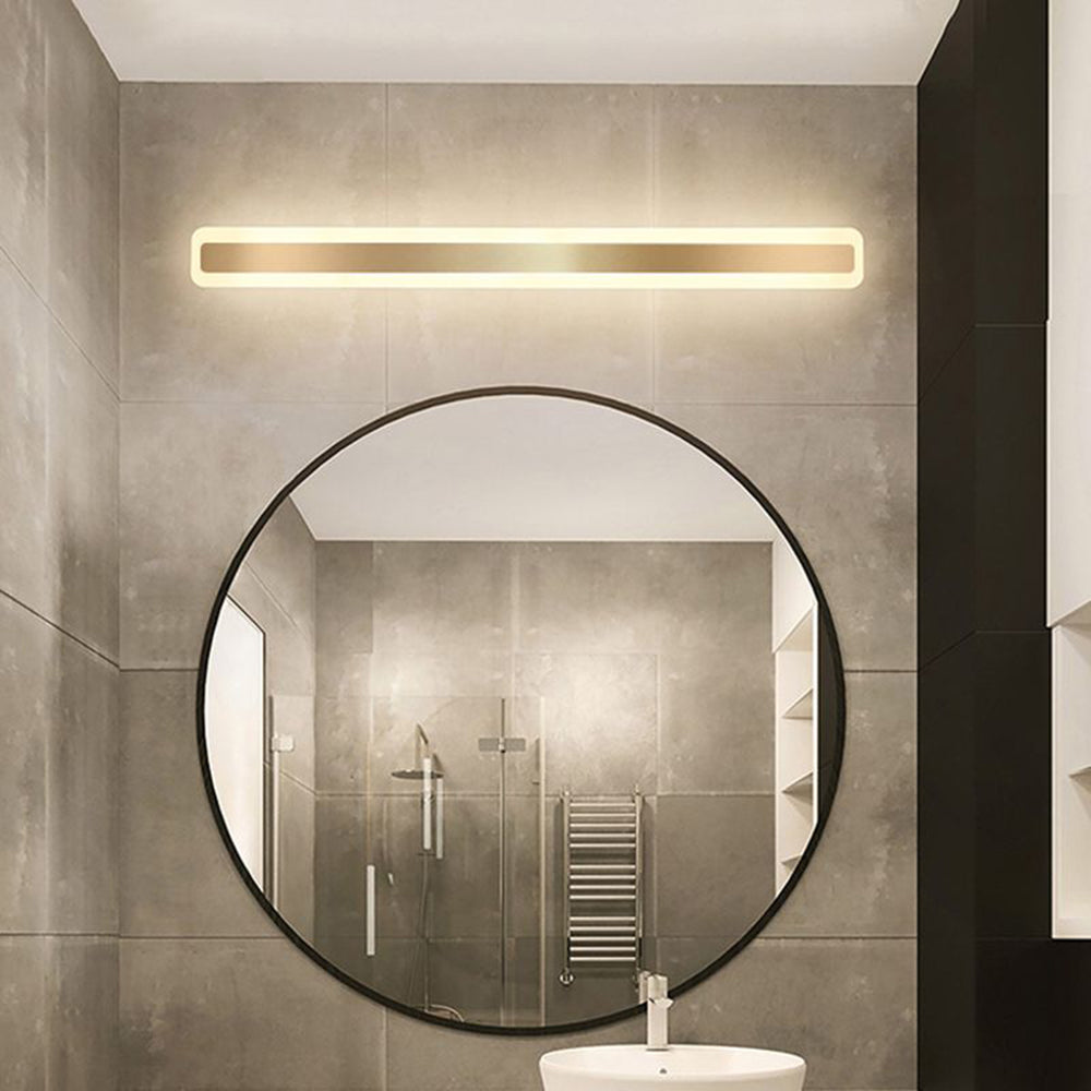 Hamutol Modern Arc Wall Lamp, Silver, Metal/, Front Mirror Vanity