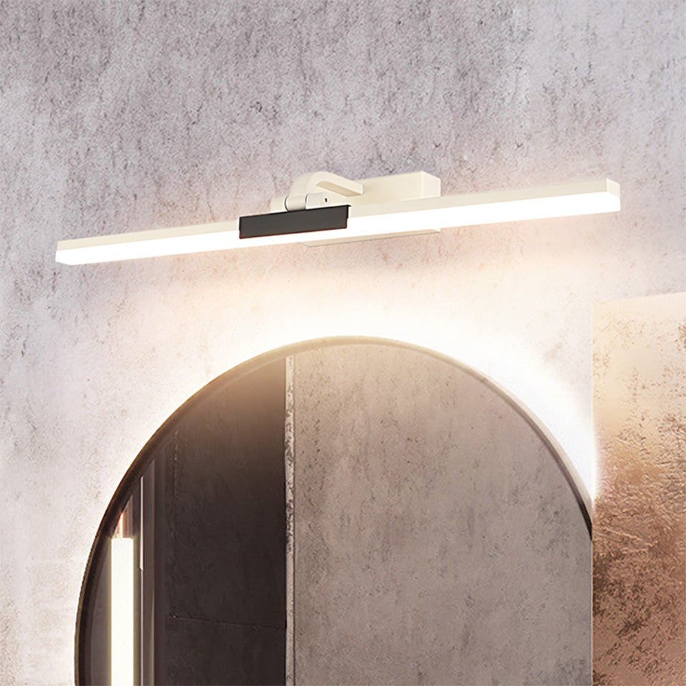 Homemil Modern Linear Mirror Front Metal Vanity Wall Lamp, Black/White