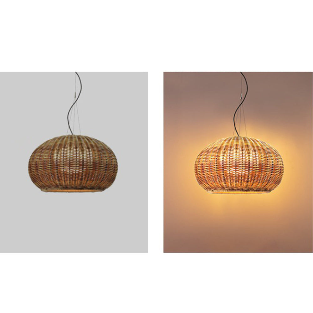 Wisenel Retro Lantern Gold Pendant Light, Bamboo/