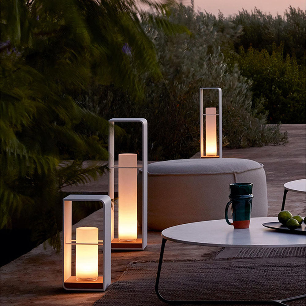 Fobuged Minimalist Cuboid Candle Solar Outdoor Floor Lamp Black